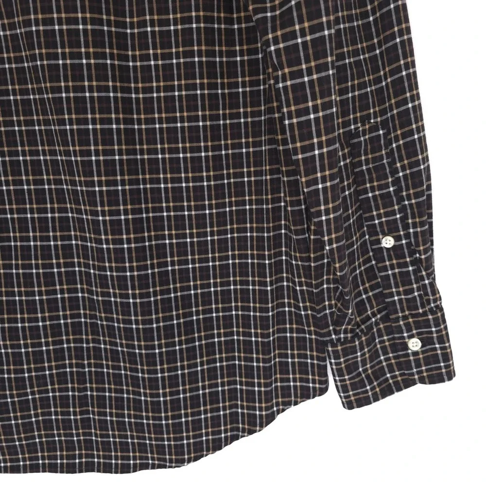 POLO RALPH LAUREN Plaid MEDIUM Shirt Classic Fit Brown Black‎ 100% Cotton